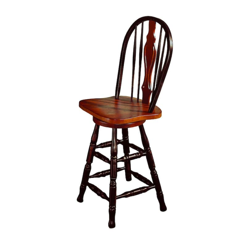 46" Antique Black and Cherry Brown Keyhole Barstool