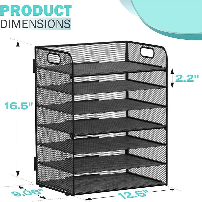 7-Tier Paper Letter Tray Organizer for Desk - 12.6"L x 9.06"W x 16.5"H