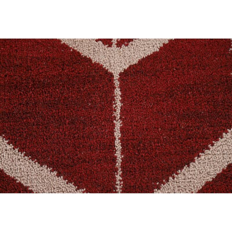 Hand Knotted Oriental 100% Wool Carpet Modern All-Over Red Gabbeh Area Rug - 7' 11'' X 5' 4''