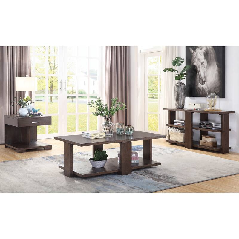 Harding Walnut Sofa Table with 2-Shelf
