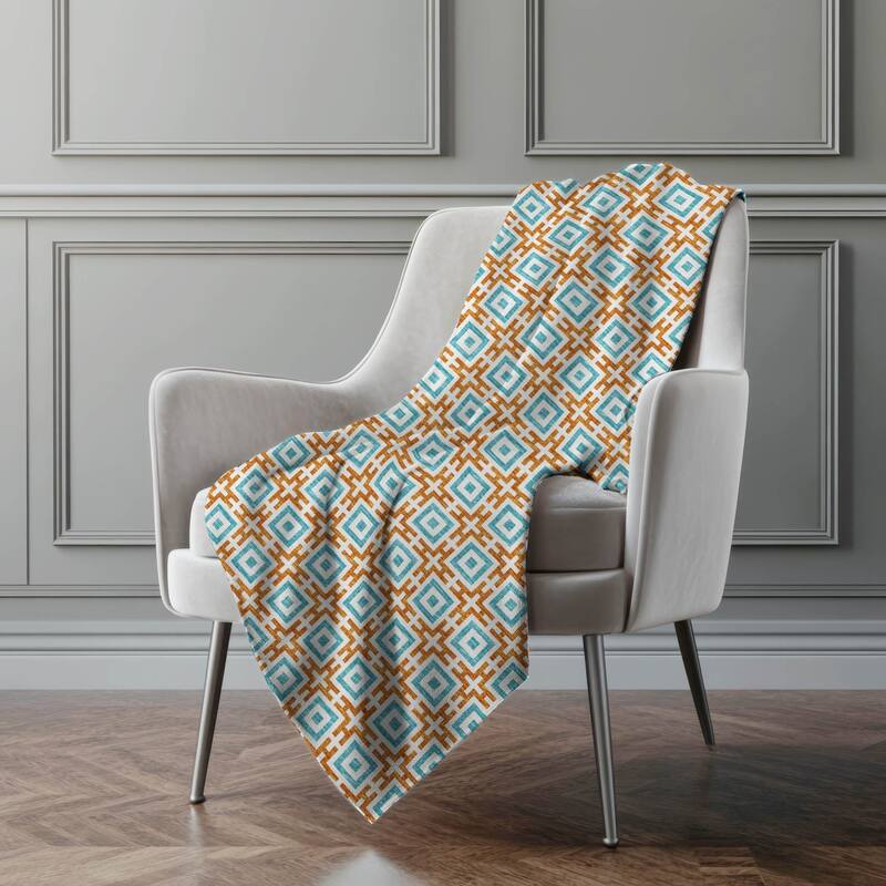 Premium Machine Washable ASB139 Modern Geo Sherpa Throw Blanket