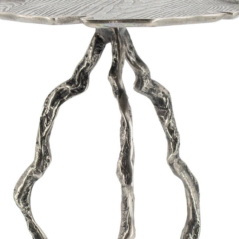 15.5 in. Silver Round Metal End Table, Sturdy Build End Side Table for Living Rooms