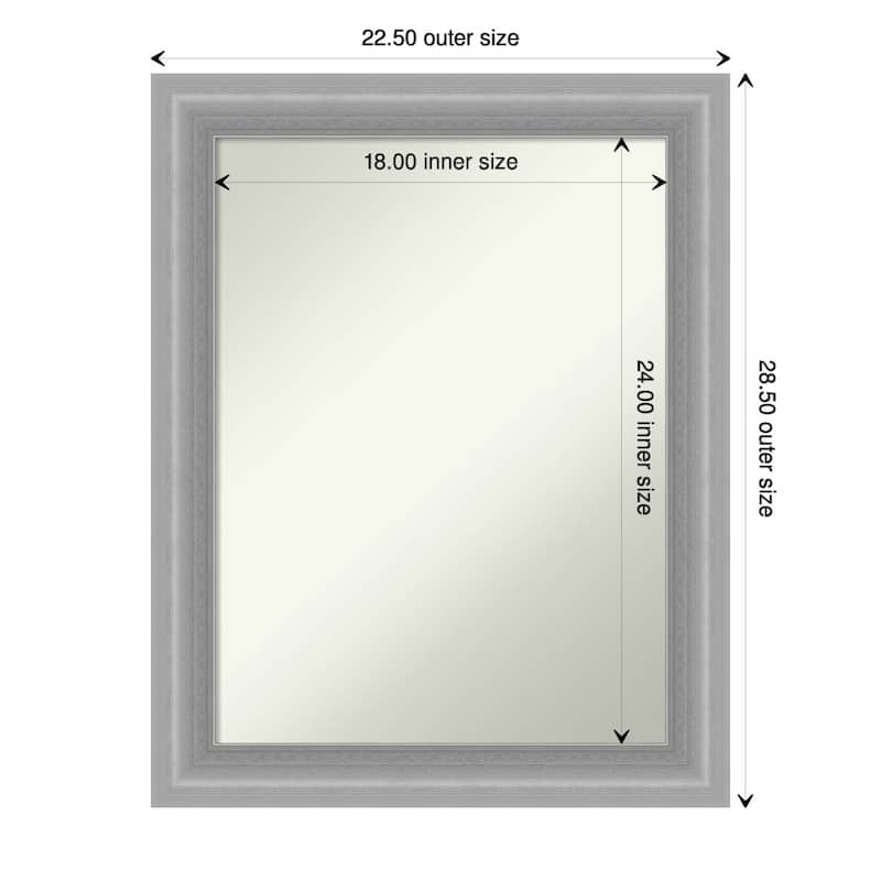 Non-Beveled Bathroom Wall Mirror - Peak Polished Nickel Narrow Frame - 23 x 29 in - Peak Polished Nickel Narrow