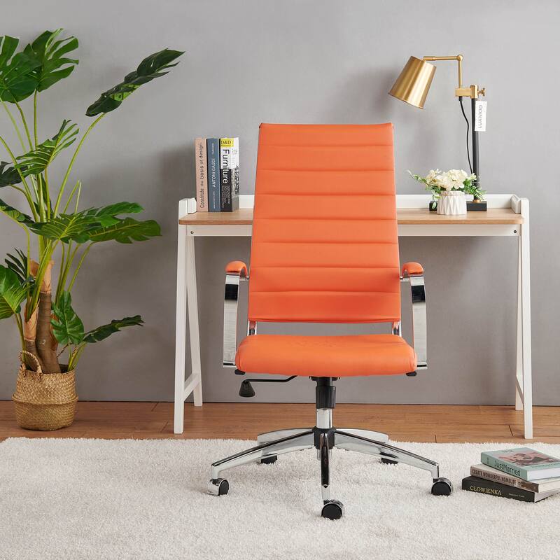 LUXMOD® Office Chair Faux Leather Silver Frame Adjustable and Swivel