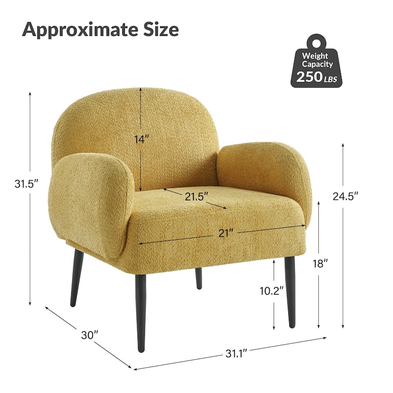 Abe Modern Boucle Accent Chair with Adjustable Metal Legs by HULALA HOME