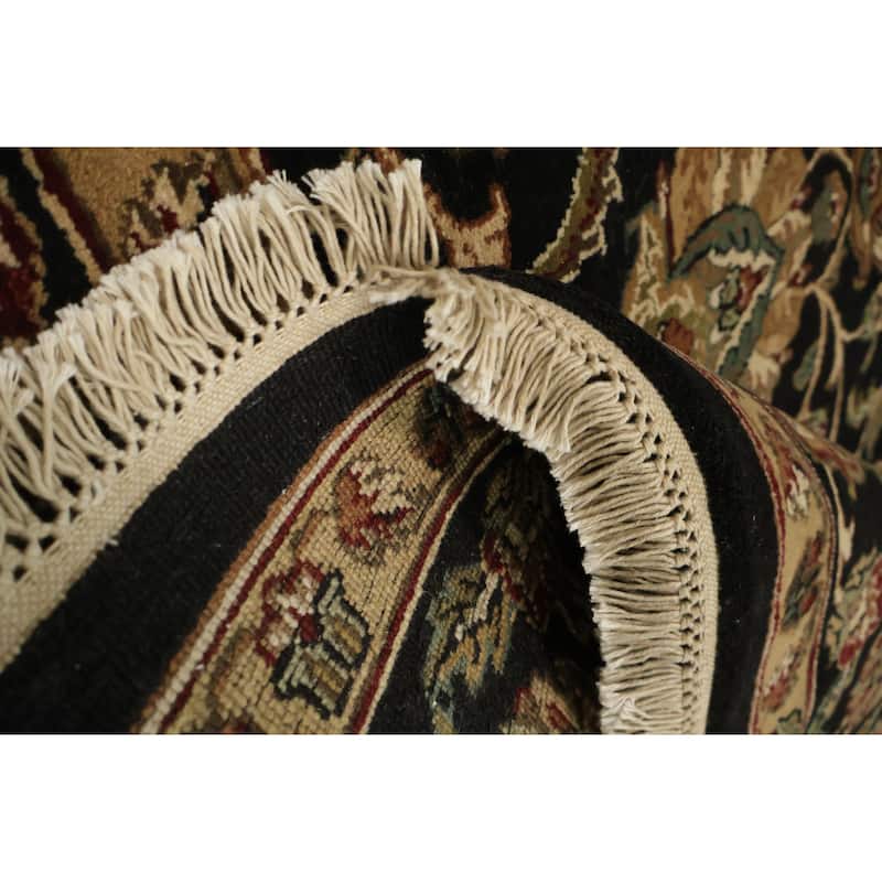 Hand Knotted Oriental 100% Wool Carpet Traditional All-Over Black Agra Area Rug - 7' 11'' X 8' 4''