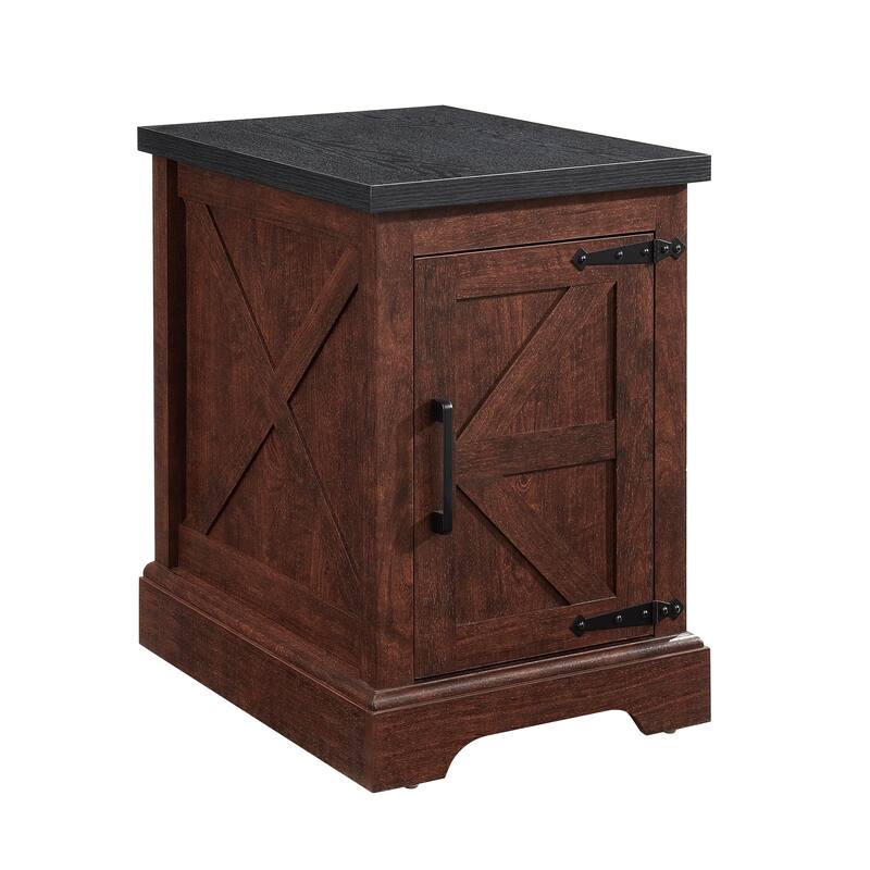 GDF Studio - Rochblave Farmhouse Engineered Wood End Table with Barn Door