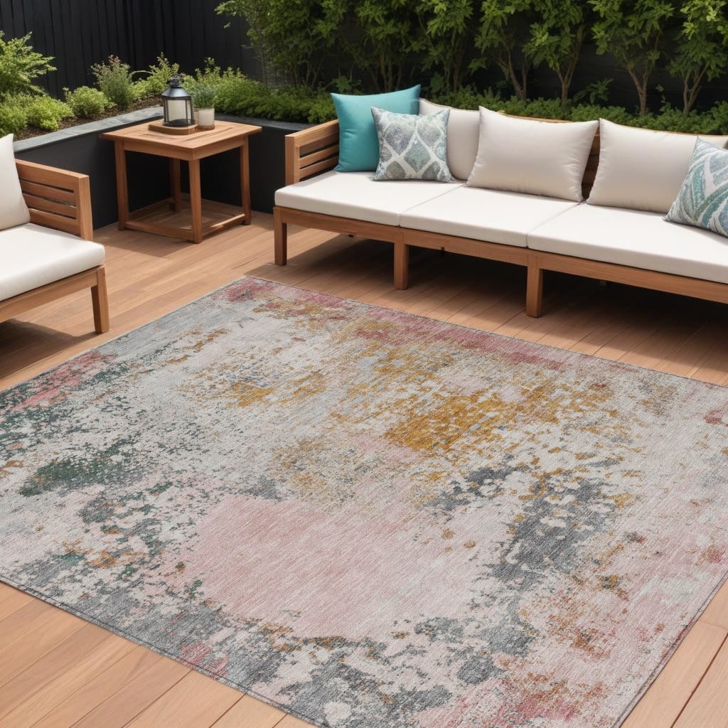 HomeRoots Abstract Transitional Rectangle Outdoor Rug
