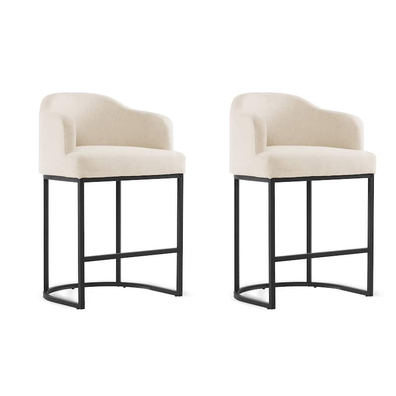 26.in Modern Set of 2 Barstool Fabric/Leather Upholstered Counter Height Stool with Metal Frame for Kitchen Island