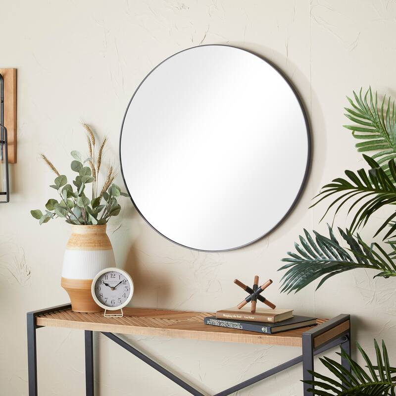 Multiple Frame Finishes / Sizes Modern Contemporary Round Wall Mirrors - 30 x 30 - Black - Large