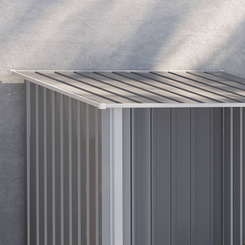 Outsunny 3.3' x 3.4' Lean-to Garden Storage Shed, Outdoor Galvanized Steel Tool House with Lockable Door for Patio