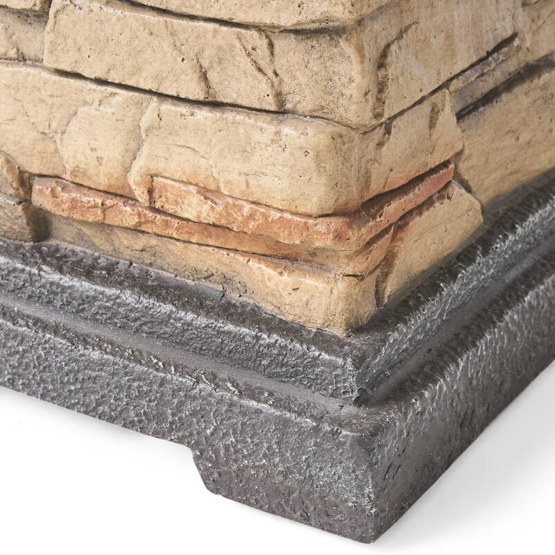 19.5 in. W x 29 in. H Square Stone Propane Gas Burning Outdoor Fire Pits in Gray