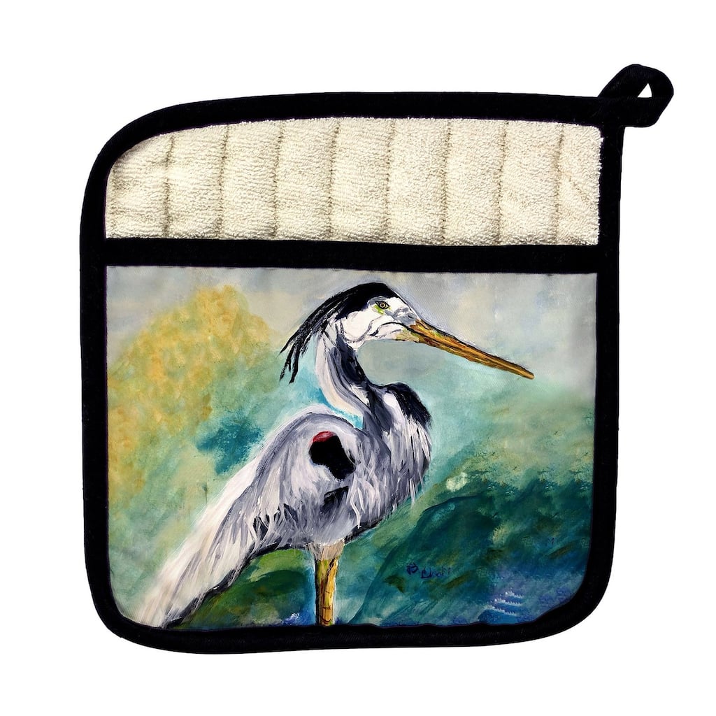 Betsy's Blue Heron Pot Holder - 9x9