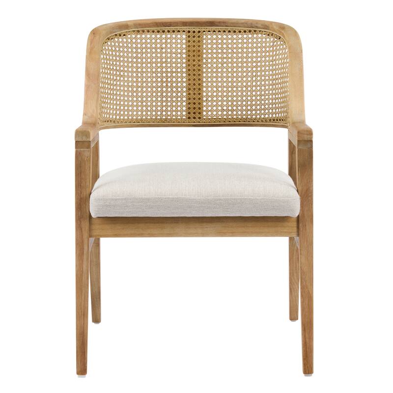 Christopher Knight Home - Mid-Century Modern Upholstered Cane Back Dining Chairs with Rubberwood Frame