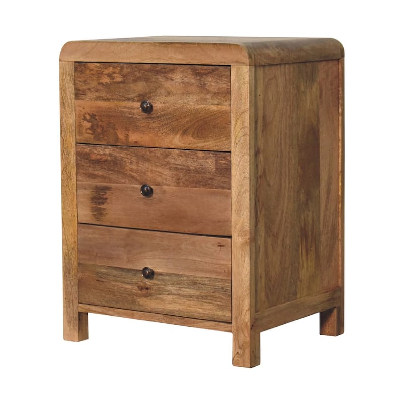 Artisan Furniture Solid Wood Oak-ish Naya Nightstand, Beige, 3 Drawers