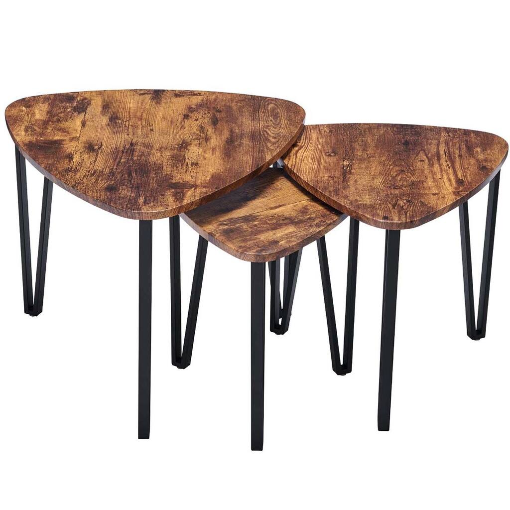 Stacking Side Table Set of 3, Nesting Triangle End Coffee Tables ...