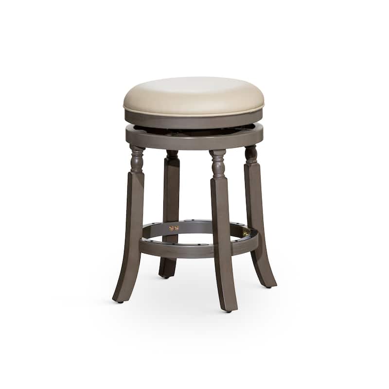 DTY Indoor Living Palmer Lake Backless Swivel Counter or Bar Stool - Weathered Gray/ French Gray Leather - Counter Height - 23-28 in.