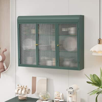 Modern Minimalist 3 Door Arched Wall Mounted Glass Cabinet