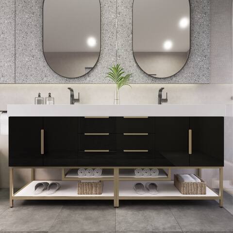 Noble 72" Freestanding Vanity with Reinforced Acrylic Double Sink