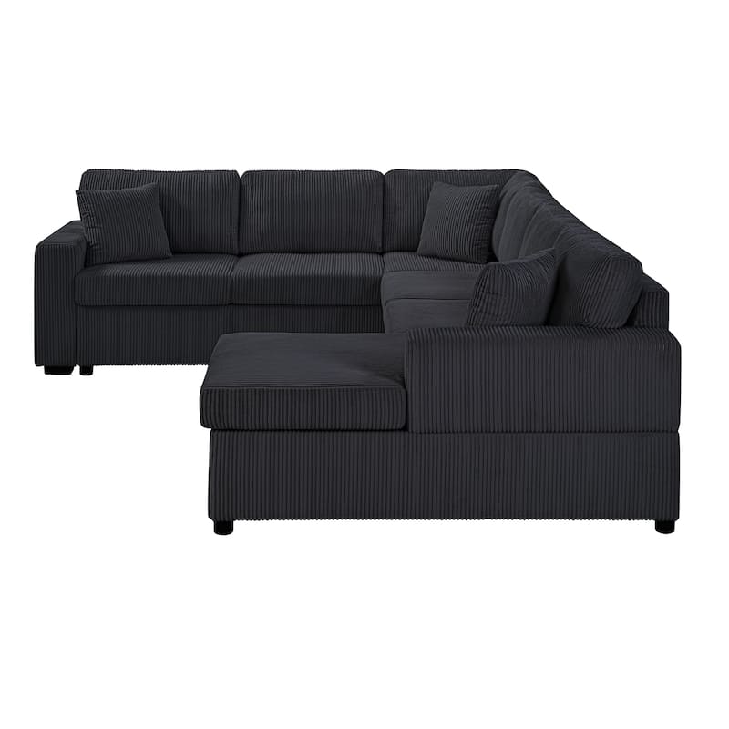 U-Shaped Oversized Corduroy Sectional Sofa with Chaise Lounge and Removable Cushions by Harper&Bright Designs