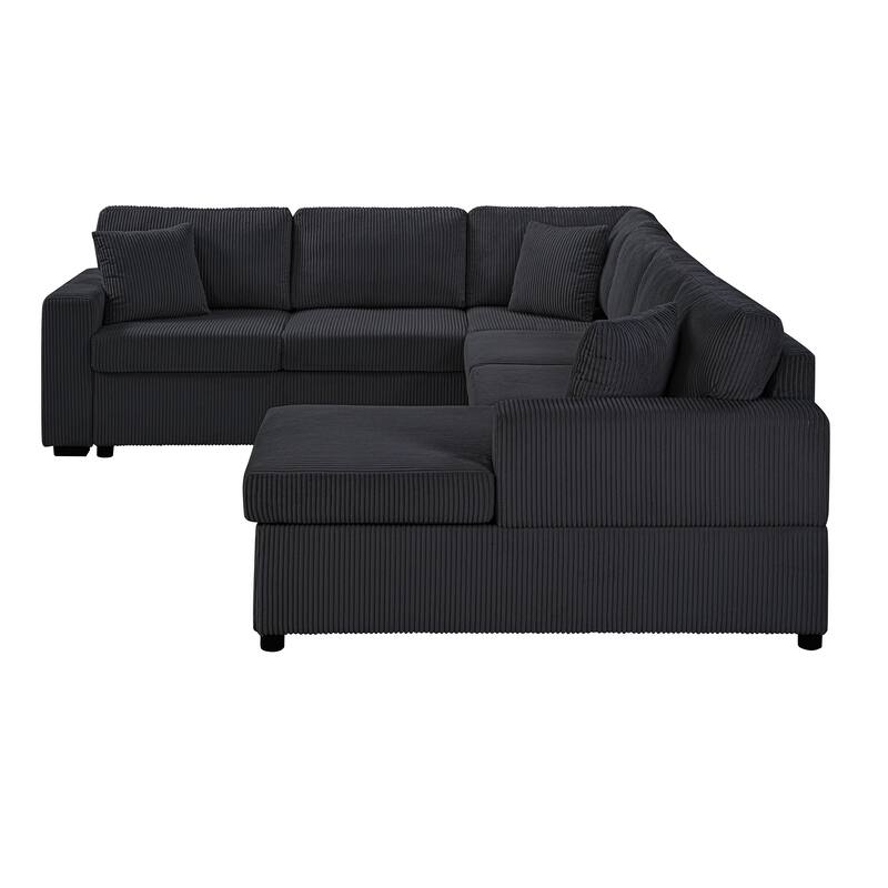 U-Shaped Sectional Sofa with Chaise Lounge and 3 Soft Throw Pillows for Living Room Oversized Corner Sofa