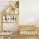 preview thumbnail 15 of 88, Wooden Floor Bed wFence Railings and Detachable House Shape Headboard Platform Bed, Kids Montessori Style Playhouse Frame Bed