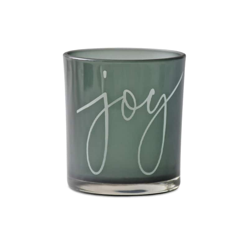 "Joy" Glass Votive Christmas Candle Holders - 3" - Set of 3