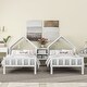 preview thumbnail 3 of 12, Double Twin Size Platform Bed with House Headboard & Built-in Nightstand, White
