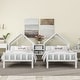 preview thumbnail 1 of 9, White Double Twin Size Pine Platform Bed w/ House-shaped Headboard & a Built-in Nightstand for Bedroom, No Box Spring Required White