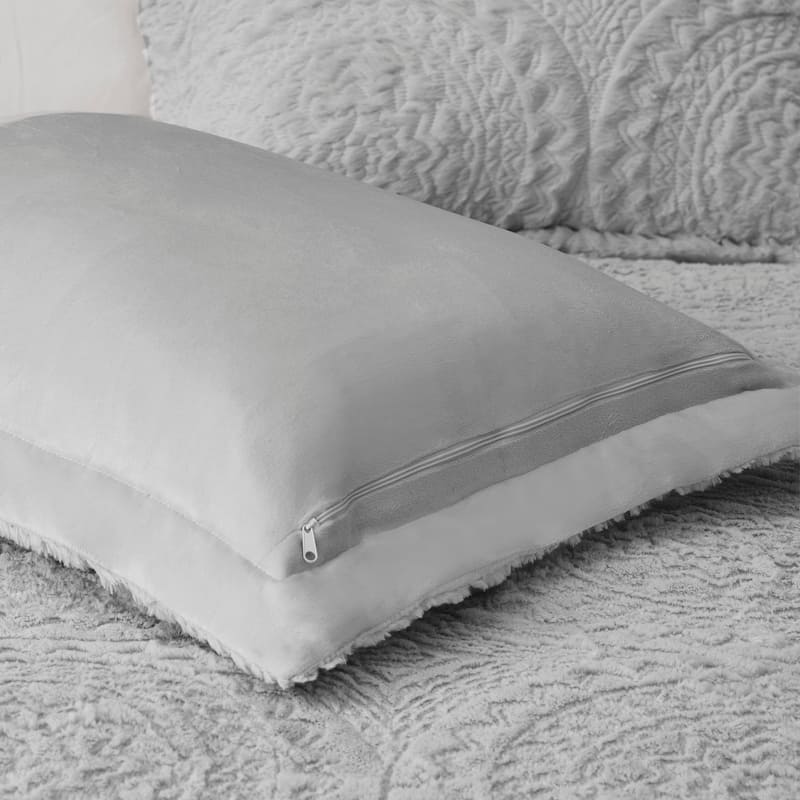 Madison Park Nova Embroidered Medallion Faux Fur Plush Comforter Set