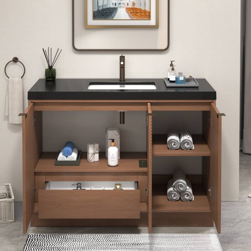 Milano 48" Freestanding Bathroom Vanity with Black Acrylic Sink
