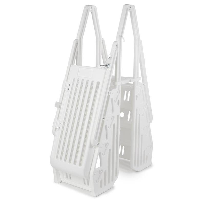 Vinyl Works AF Adjustable 24 Inch Gated Entry Above Ground Pool Ladder, Taupe - 7.5 x 24 x 46 60 inches