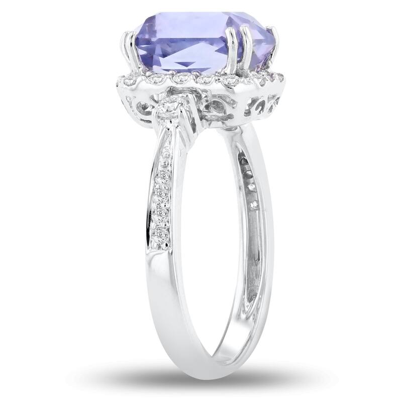 Auriya 18k White Gold 4ct Rare Sapphire and 3/8ct TDW Diamond Ring