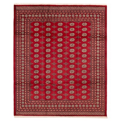 ECARPETGALLERY Hand-knotted Finest Peshawar Bokhara Red Wool Rug - 8'2 x 9'10