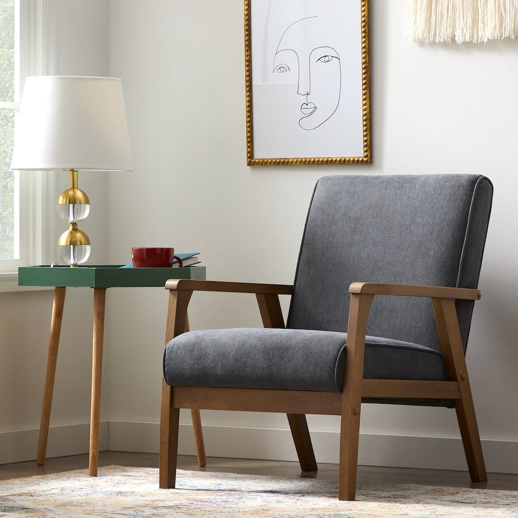 Brookside Lara Exposed Wood Arm Upholstered Accent Chair