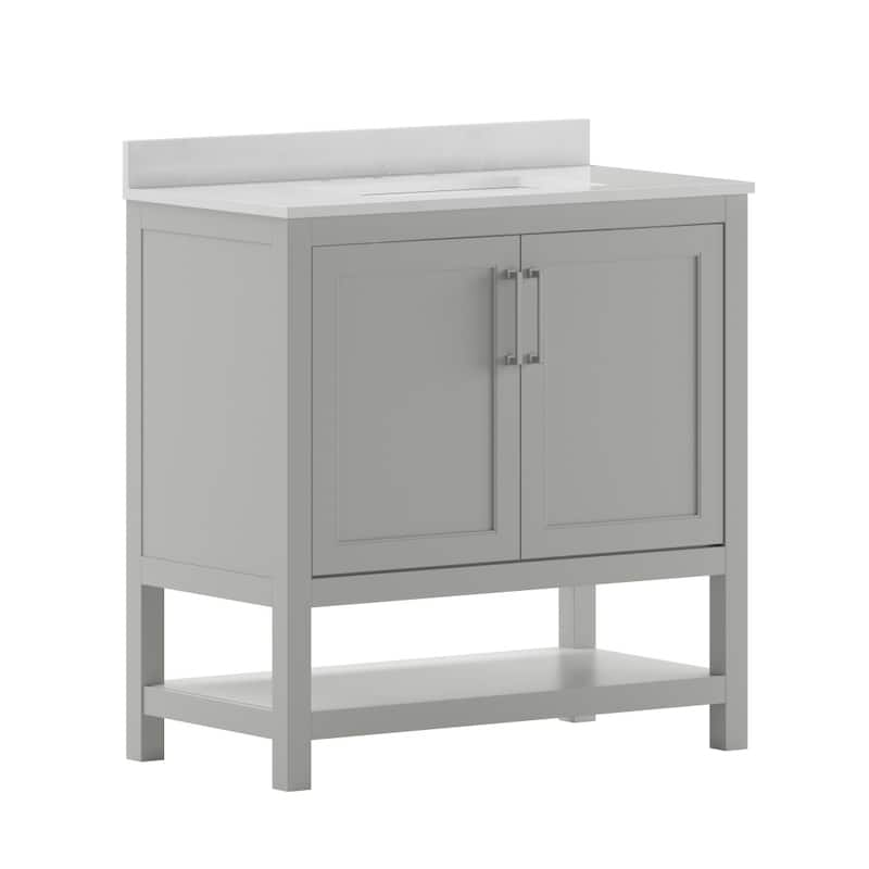 Bathroom Vanity with Undermount Sink and Open Storage Shelf