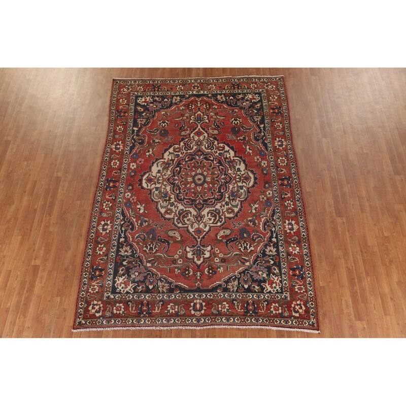 Bakhtiari Persian Antique Area Rug Hand-Knotted Wool Carpet - 7'0"x 10'0"