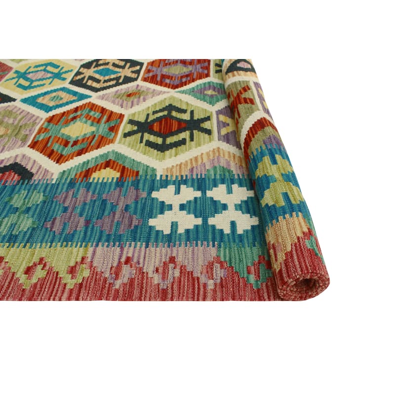 Flatweave Lolita Red/Blue Rug - 5'10" x 8'1"