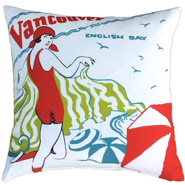 English Bay Bather Outdoor Throw Pillow with Polyfill Pillow Insert
