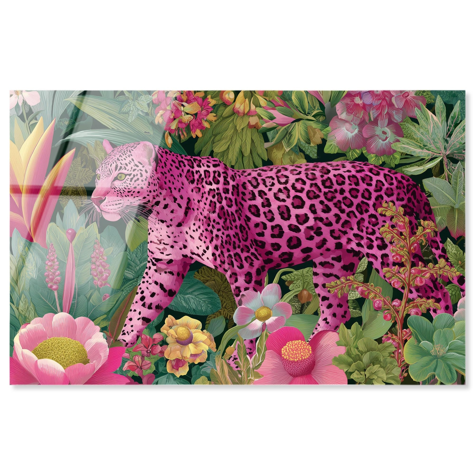 Pink Leopard Floral Wall Decor Acrylic Print by Art Remedy