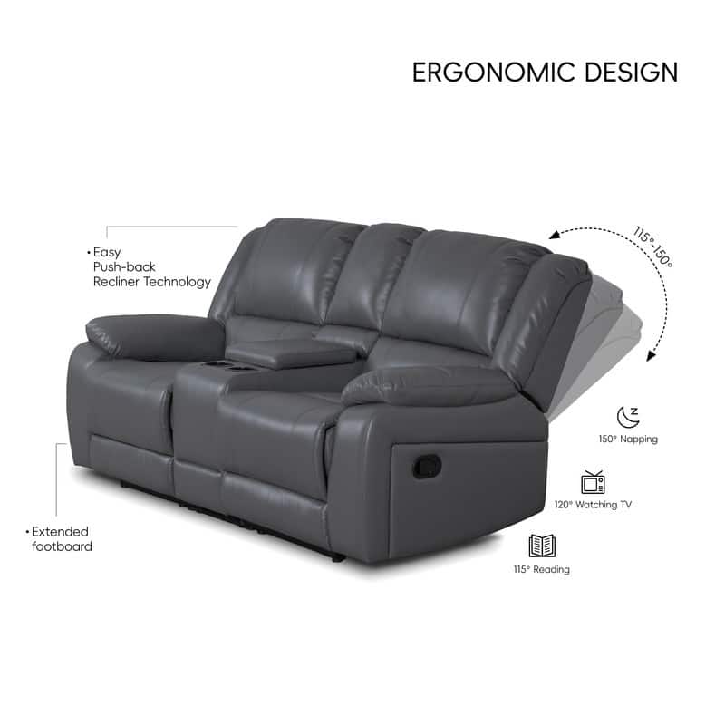 109" W Modern Contemporary Faux Leather 7 Piece Sectional Recliners