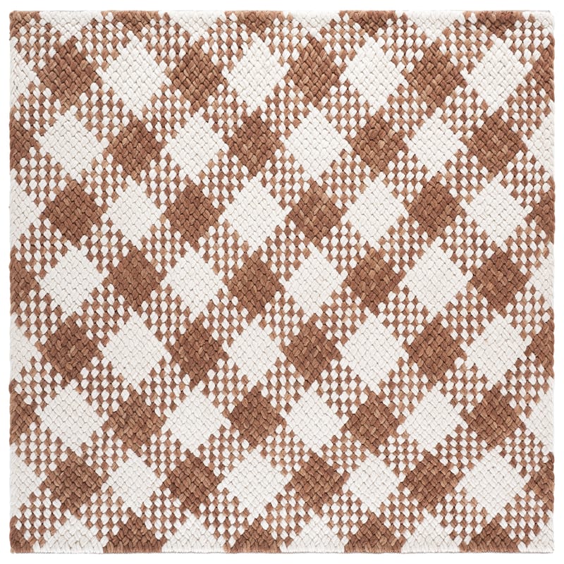 SAFAVIEH Handmade Natural Fiber Couture Heriona Wool Rug - 6' Square - Rust/Ivory
