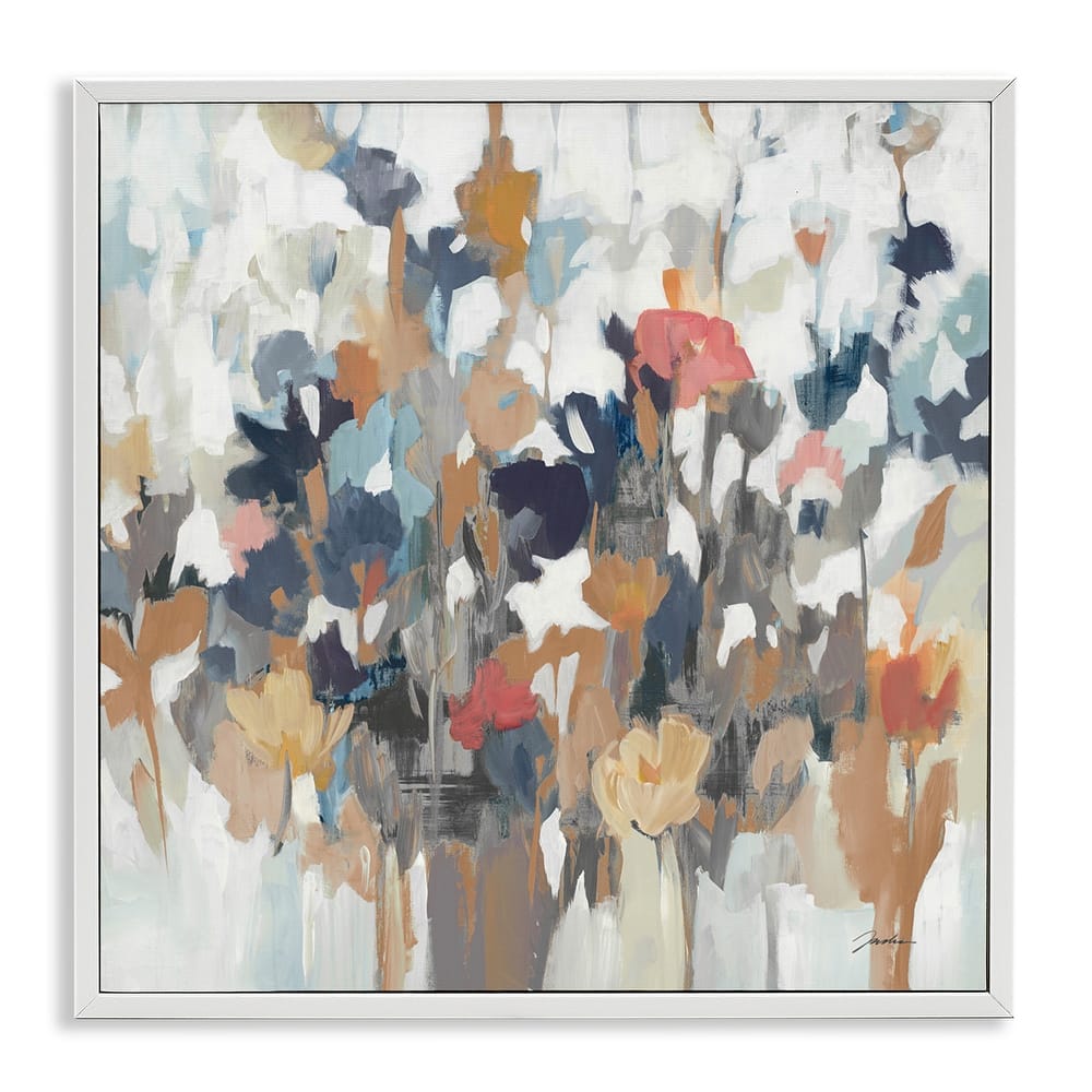 Stupell Modern Painterly Floral Arrangement Abstract Petals Framed Wall Art - Multi-Color