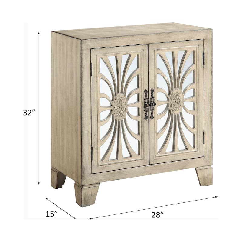 Charming Antique White Console Cabinet with Versatile Storage Options