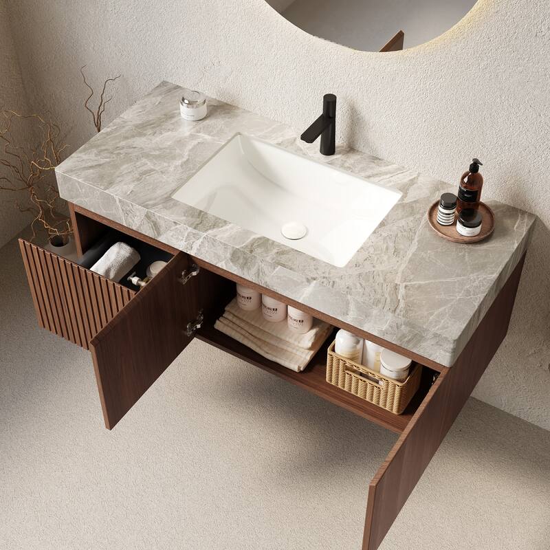 48" Bathroom Vanity with Sintered Stone Countertop and Sink
