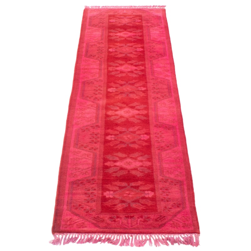 ECARPETGALLERY Hand-knotted Color Transition Red Wool Rug - 2'10 x 9'7
