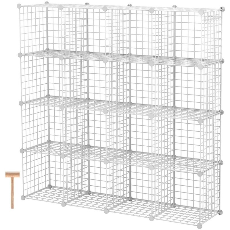 12 grids,black Homgrace Storage Organiser,Modular Shelves Rack Stackable DIY Metal Wire Shelving Grids Toys Box Closet Cabinet 