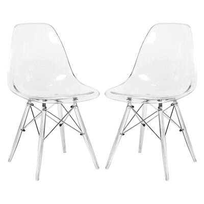 Dover Molded Transparent Dining Chair With Acrylic Base Set of 2