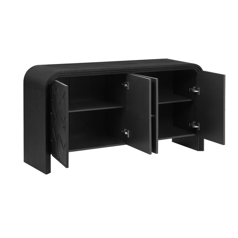 60 In Large Storage Sideboard with Solid Wood Veneer