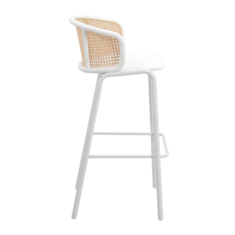 LeisureMod Ervilla Bar Stool with White Powder Coated Steel Frame Set of 2 - 37"